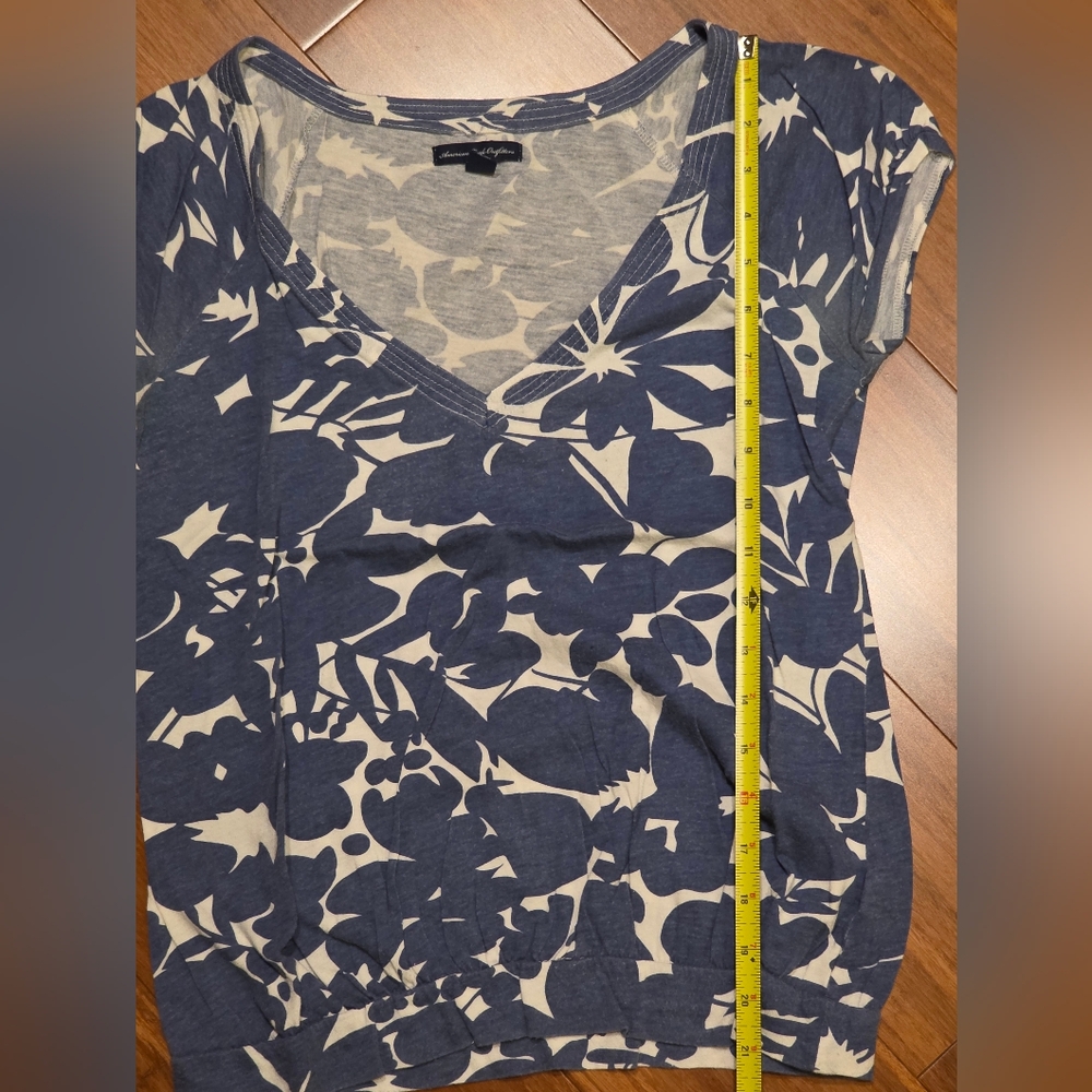 American Eagle Outfitters Blue and Cream Top